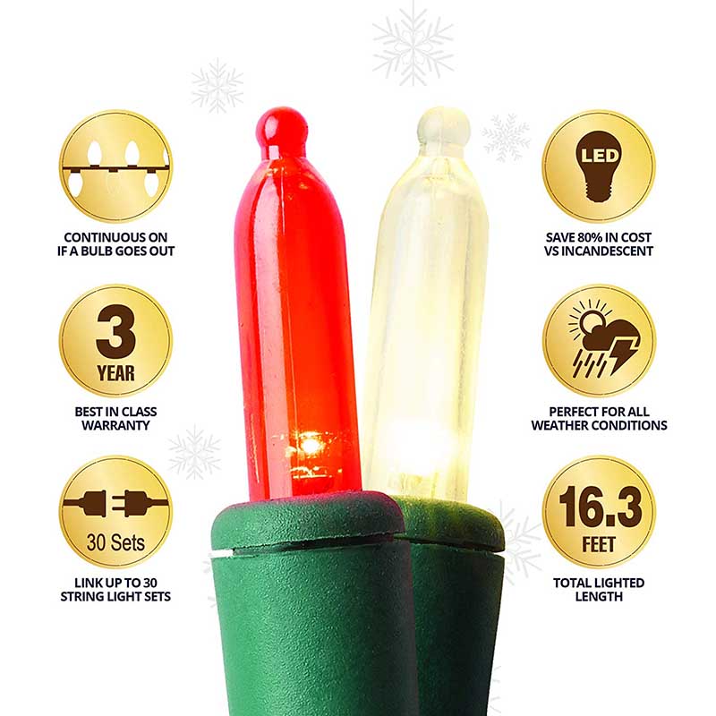 Outdoor/Indoor Christmas Lights HM5 LED Bulbs, 50, Red + Warm White Outdoor/Indoor Christmas Lights HM5 LED Bulbs, 50, Red + Warm White